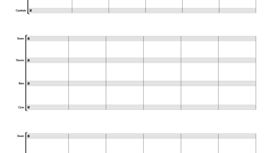 Blank Drumline Sheet Music 30 FREE Download Print Templates Free