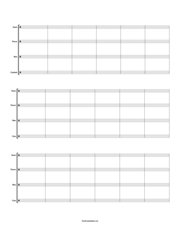 Free Printable Blank Drum Tab Sheets