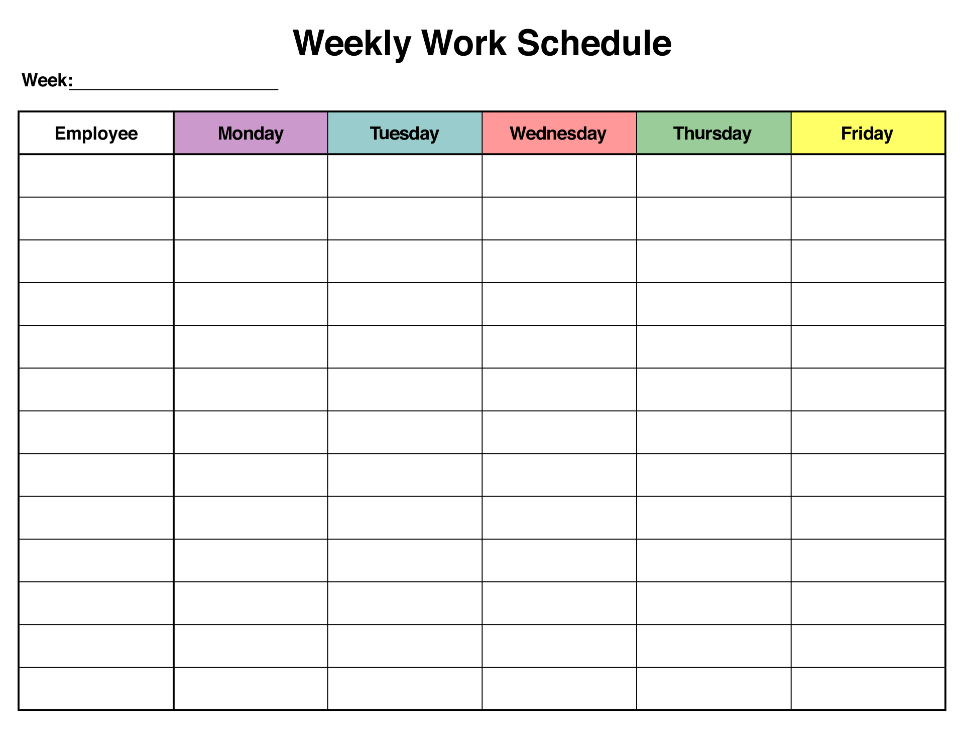 Blank Employee Schedules 20 Free PDF Printables Printablee Weekly 