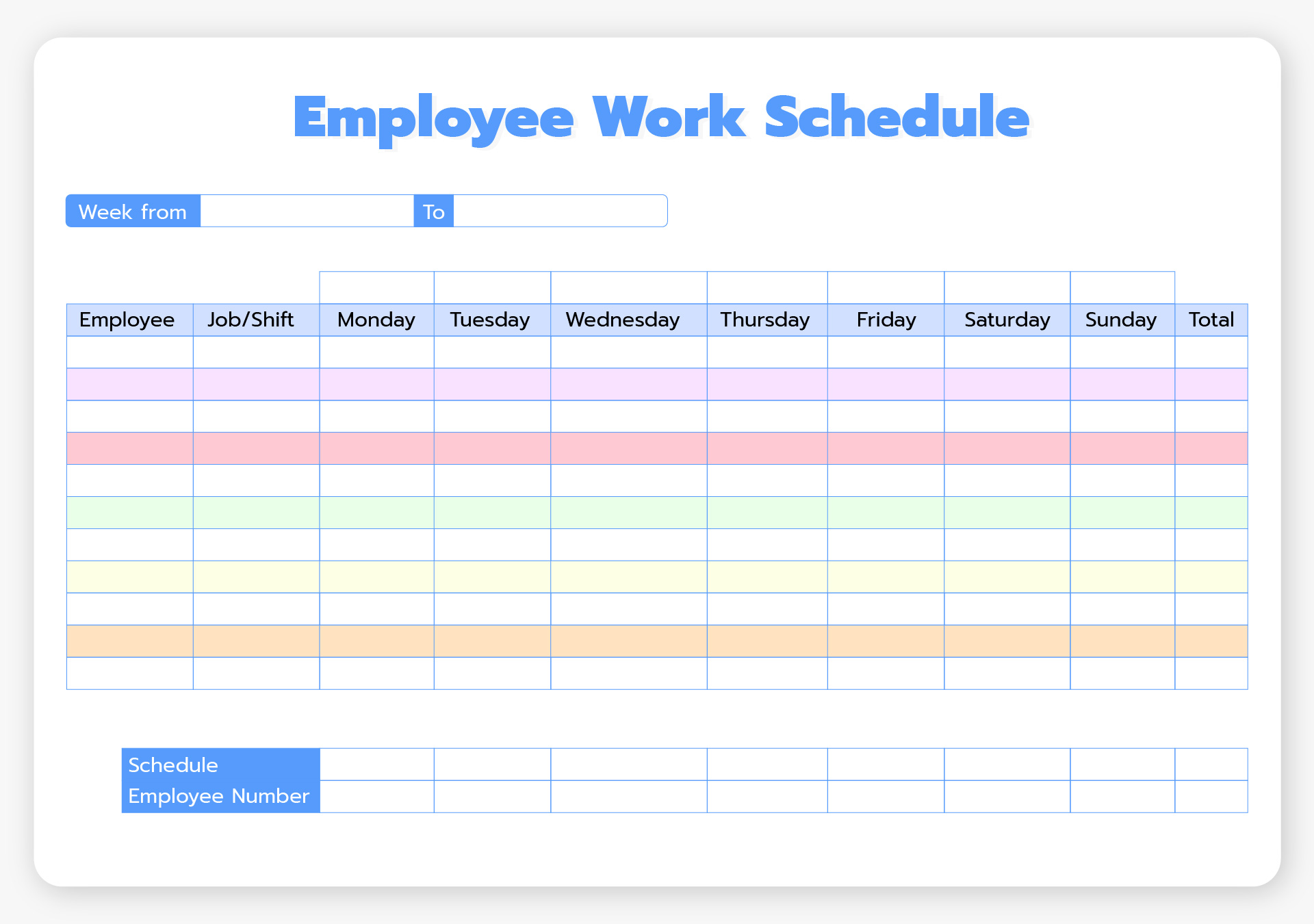 Blank Employee Schedules 20 Free PDF Printables Printablee