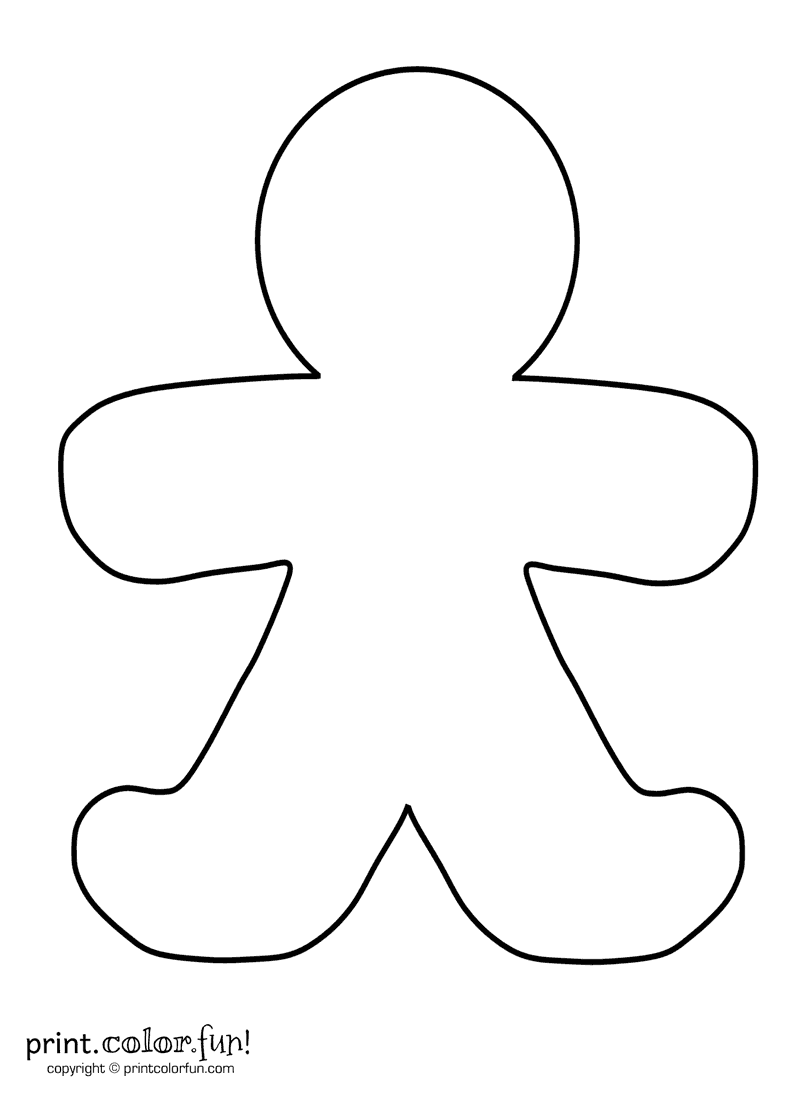 Blank Gingerbread Man Print Color Fun Free Printables Coloring 