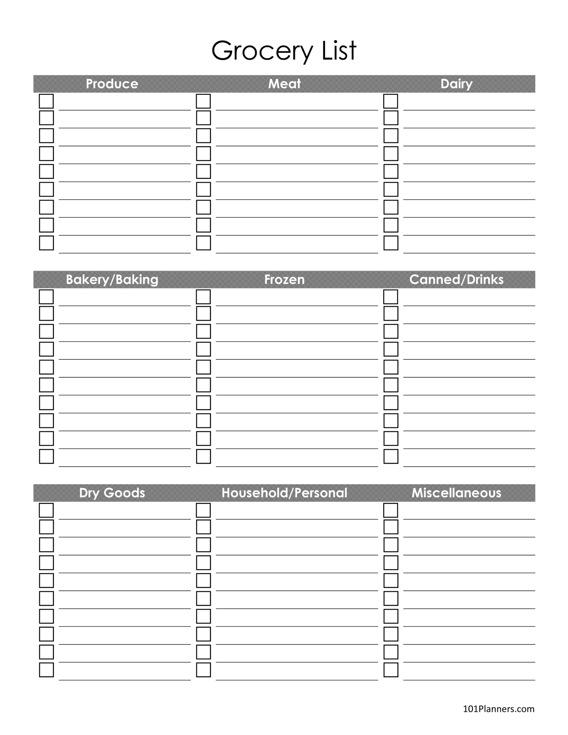 Blank Grocery List Template Blank Grocery List Template