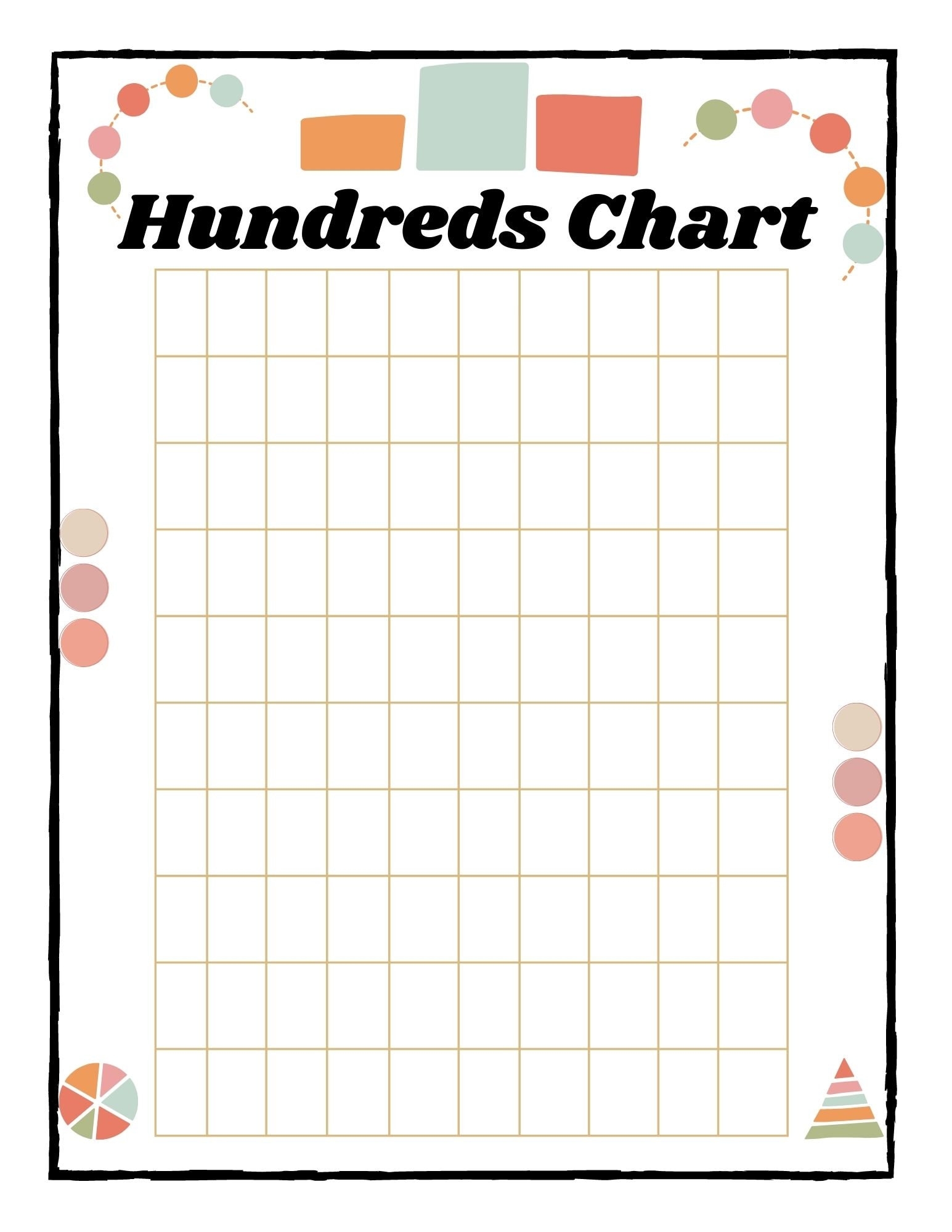 Blank Hundreds Chart Digital Printable Etsy Canada