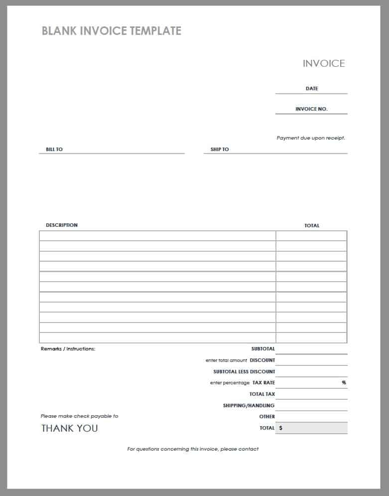 Printable Fill In The Blanks Invoice Form
