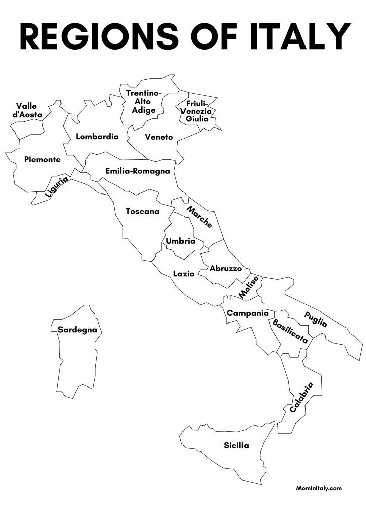 Blank Italy Map Regions