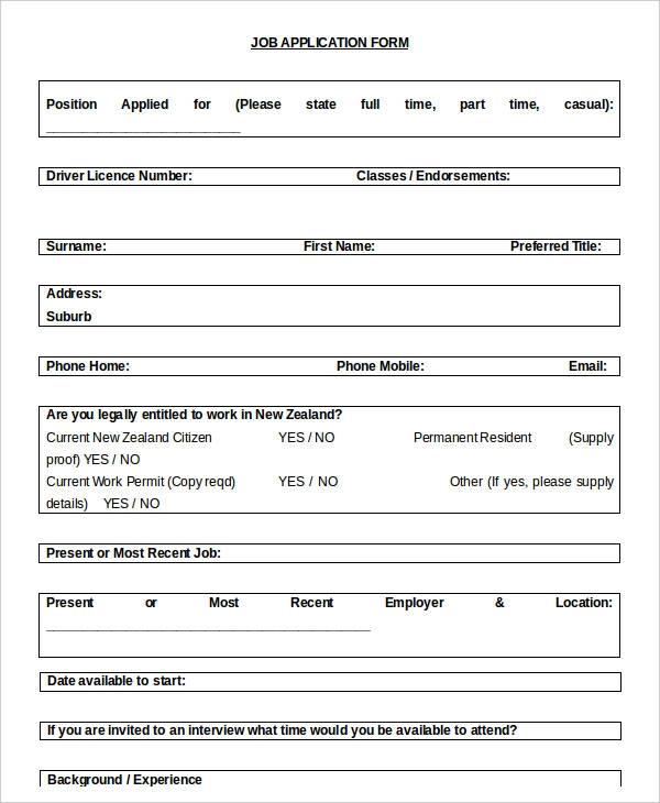 Blank Job Application 11 Word PDF Documents Download Blank Job Application 11 Word PDF Documents Download