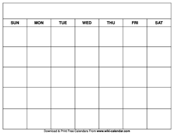 I Need A Blank Printable Calendar