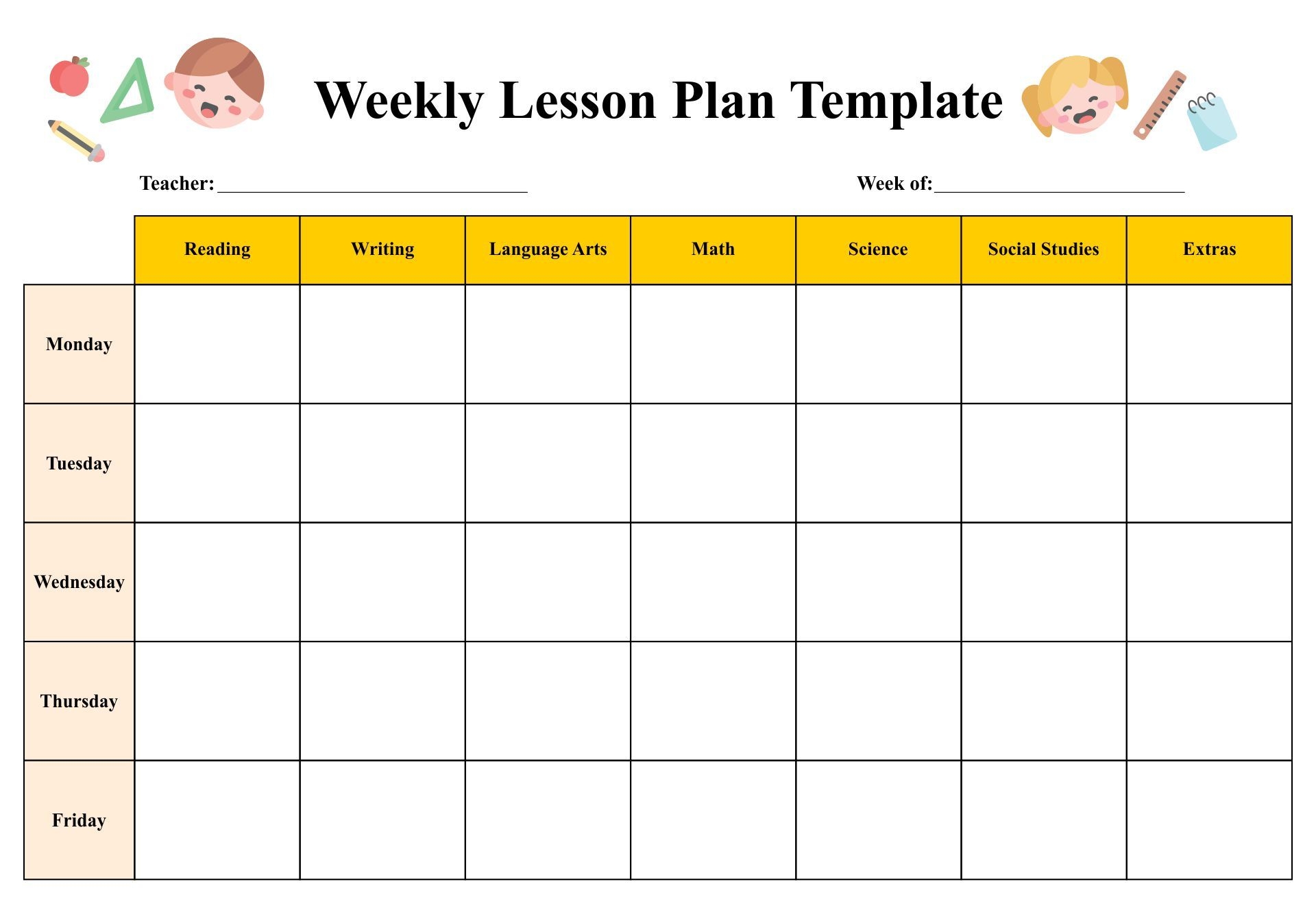 Blank Printable Infant Lesson Plan Template