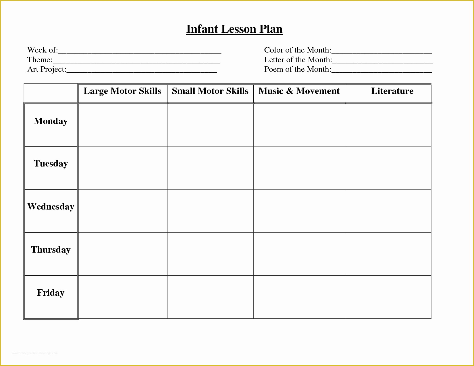Blank Lesson Plan Templates Printable Pdf