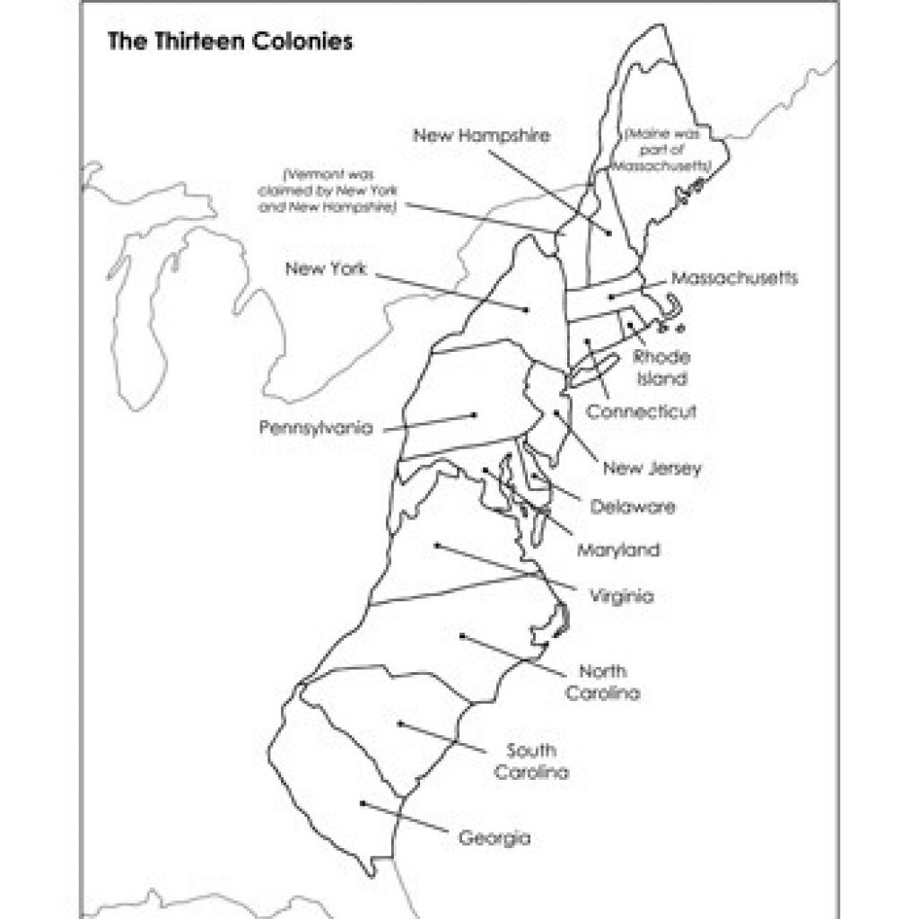 Blank Map Of 13 Colonies Printable Blank Map Of 13 Colonies Printable
