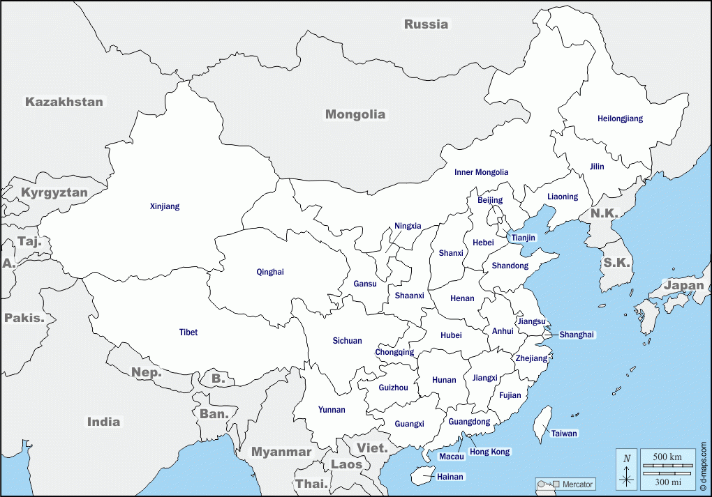 Blank Map Of China Provinces Map Blank Map Of China Provinces Map