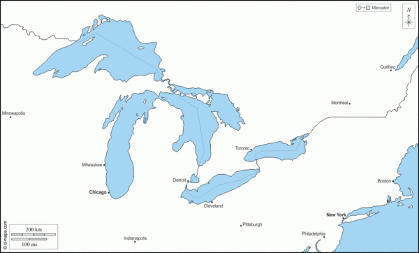 Printable Blank Map Of Great Lakes