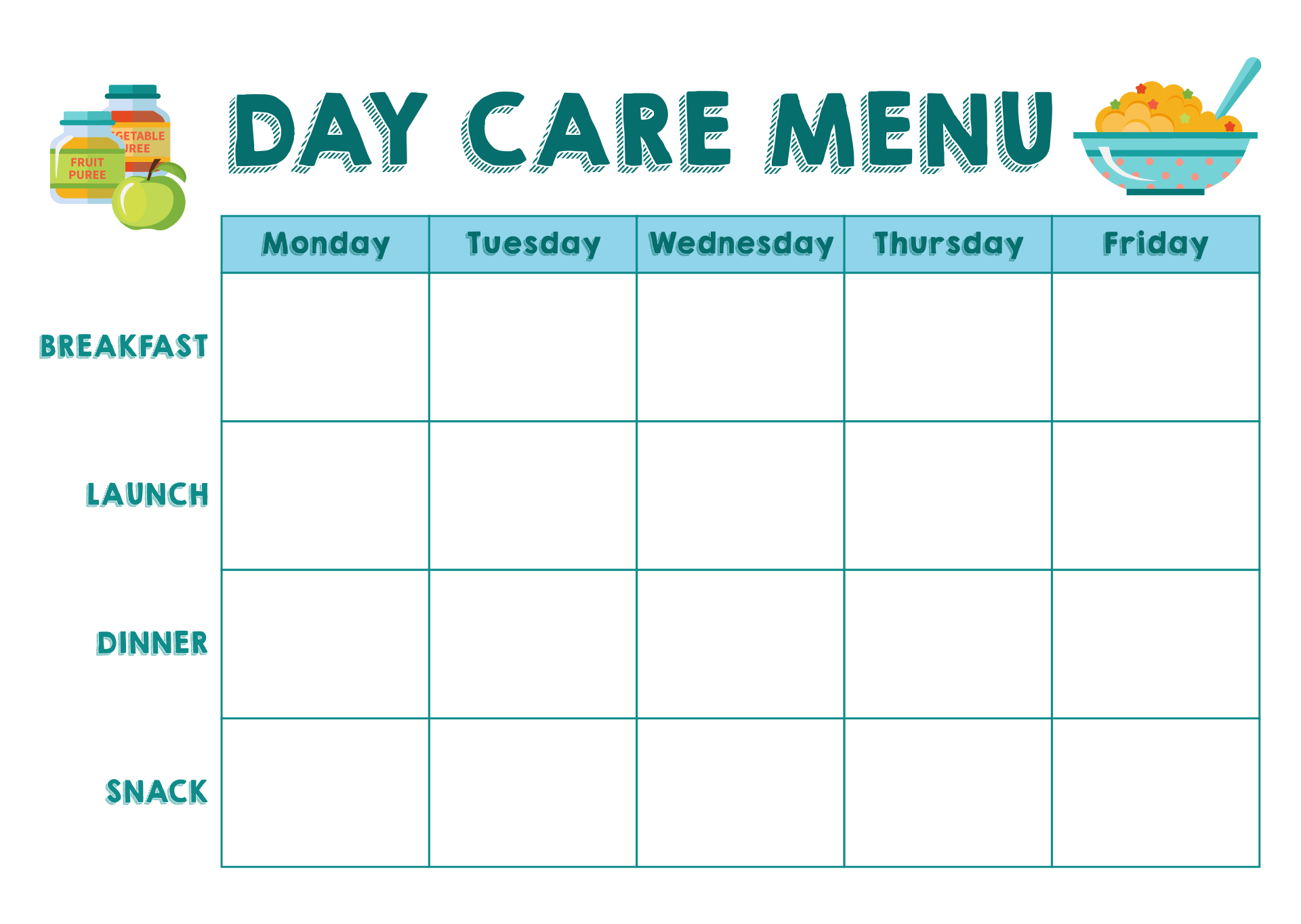Blank Menu For Day Care 10 Free PDF Printables Printablee Blank Menu For Day Care 10 Free PDF Printables Printablee