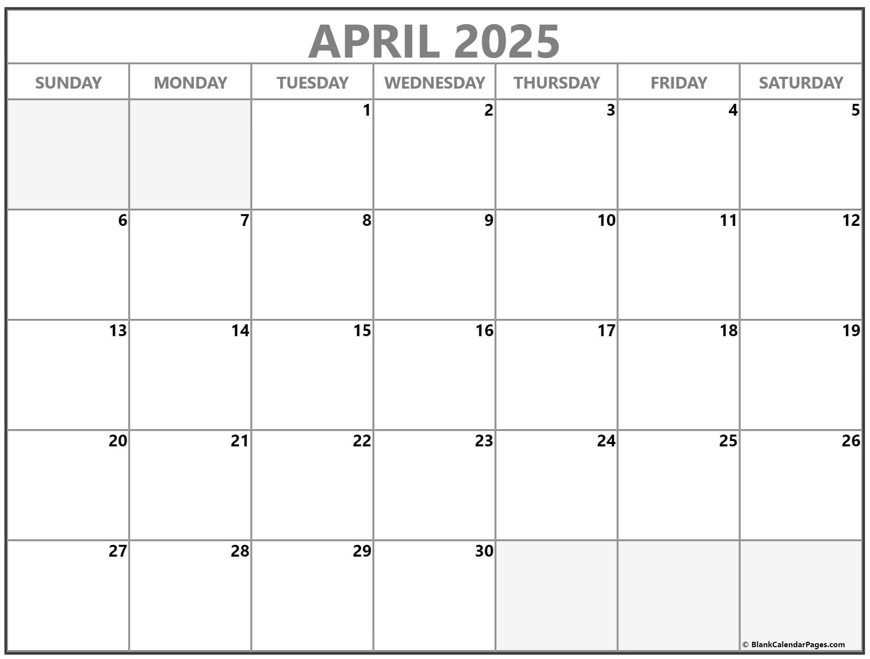Blank Monthly Calendar April 2025 Anthony E Chan Blank Monthly Calendar April 2025 Anthony E Chan