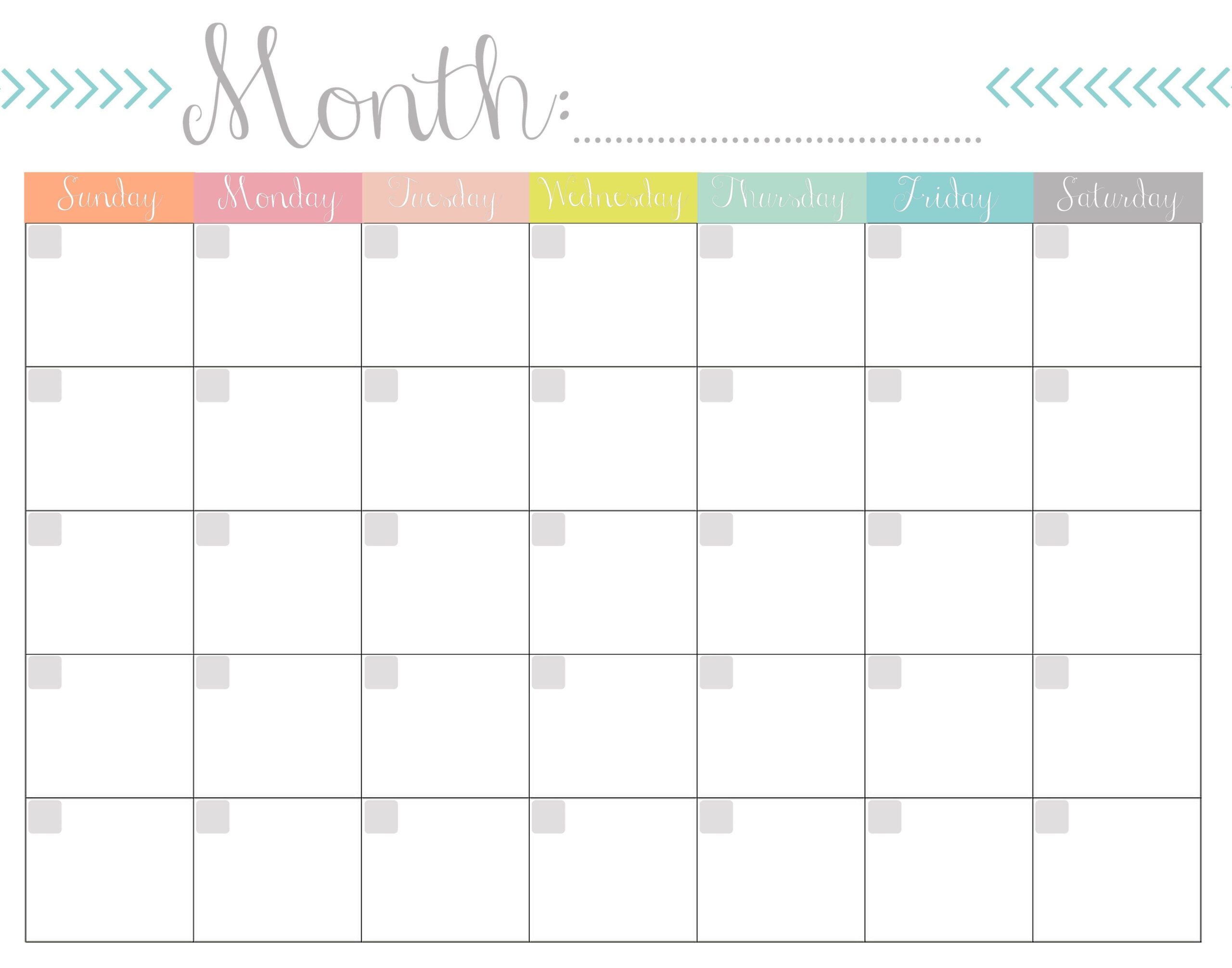 Blank Monthly Calendar Printable Free Blank Monthly Calendar Printable Free