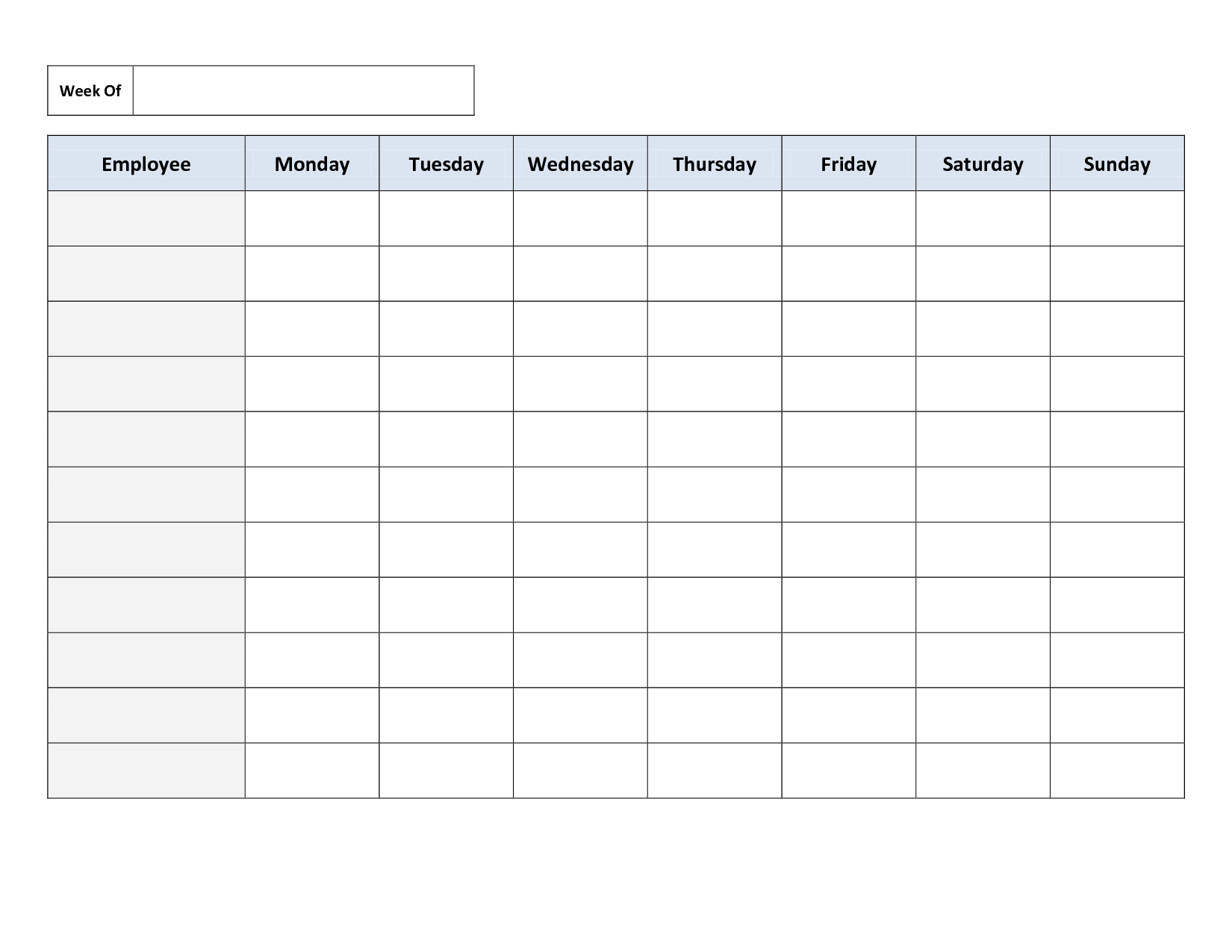 Free Printable Blank Monthly Employee Work Scheduled Free Printable Blank Monthly Employee Work Scheduled