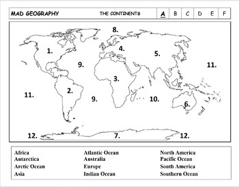 Map Of Oceans And Continents Printable Blank Map Of Oceans And Continents Printable Blank