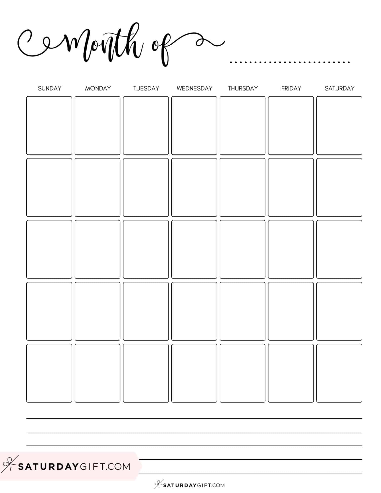 Blank One Month Calendar Printable Blank One Month Calendar Printable