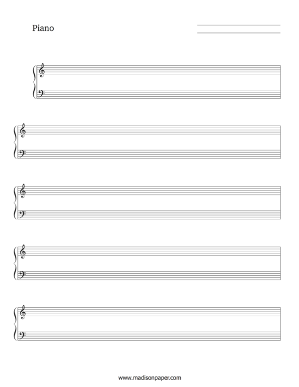 Blank Piano Sheet Music Madison 39 s Paper Templates Blank Piano Sheet Music Madison 39 s Paper Templates