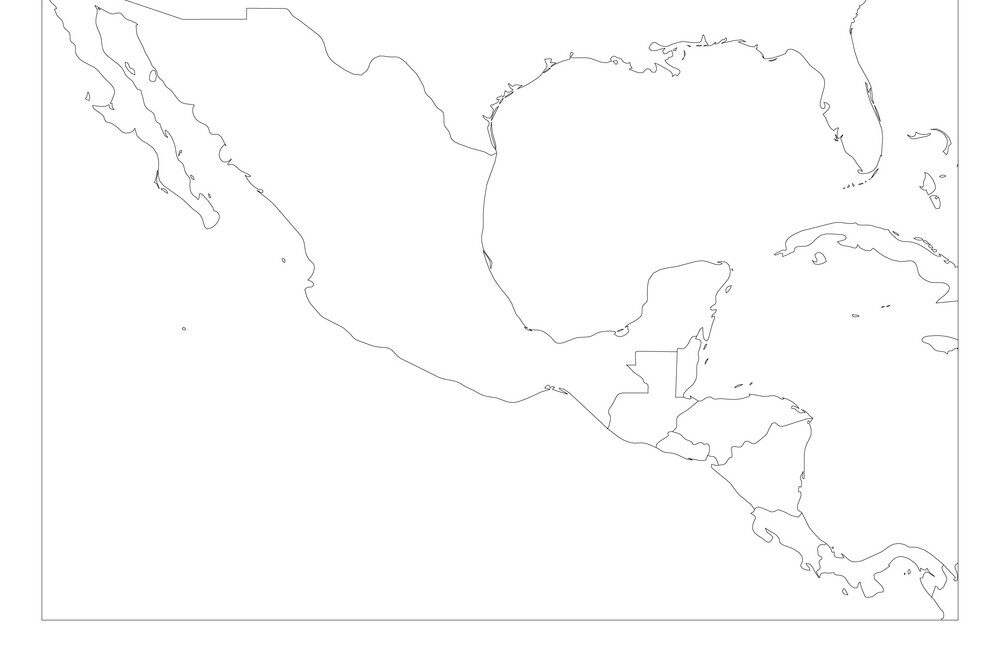 Blank Political Map Of Central America And Mexico Vector Image