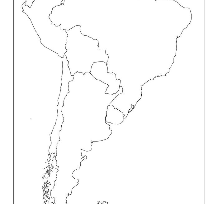 Blank Political Map Of South America Simple Flat Vector Image