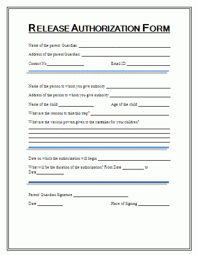 Blank Printable Authorization To Release Form Printable Forms Free Online Blank Printable Authorization To Release Form Printable Forms Free Online