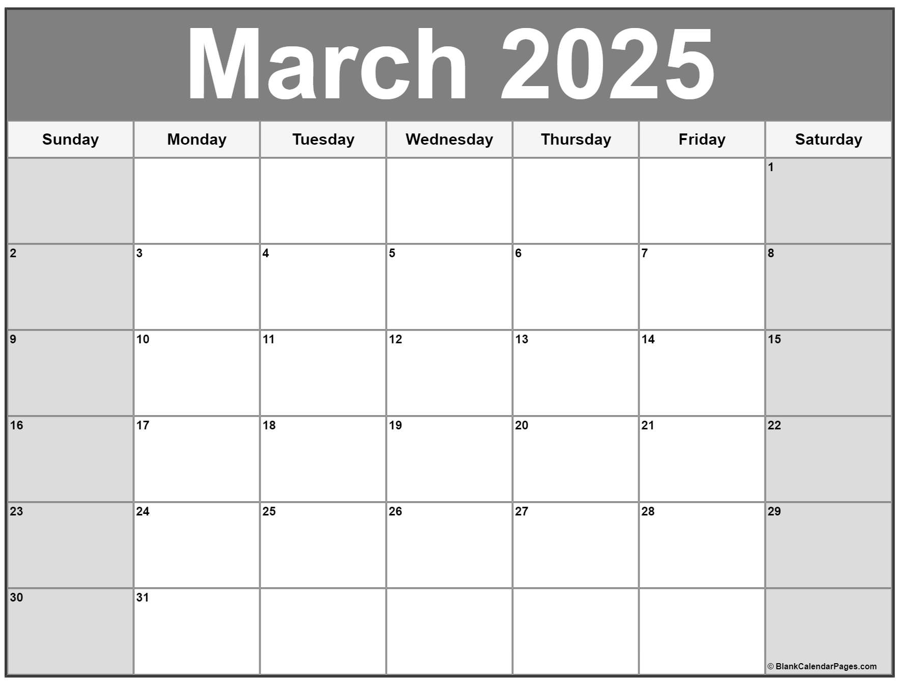 Blank Printable Calendar March 2025 Celeste Vega