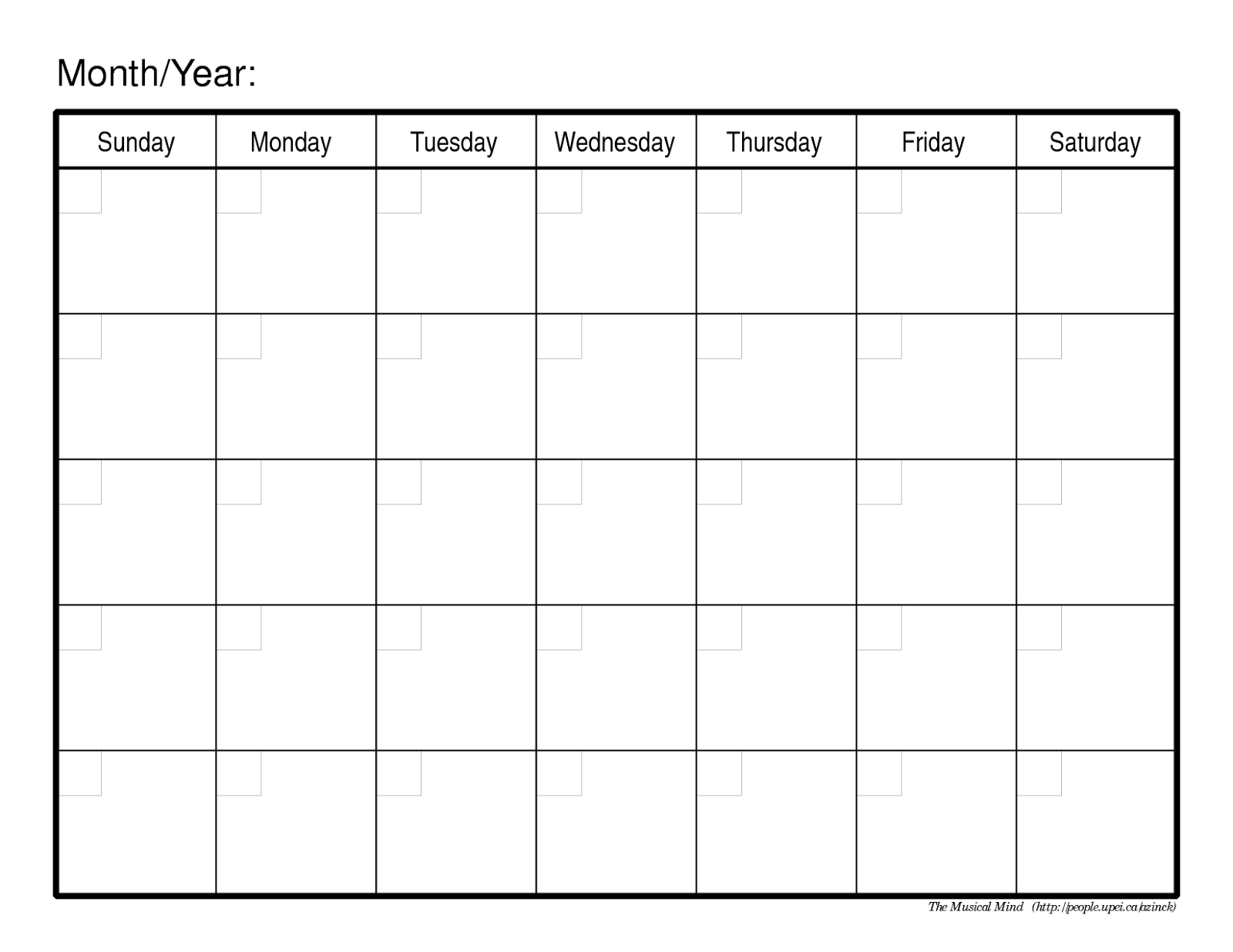 Blank Printable Calendar No Numbers 2025 Blank Calendar Download