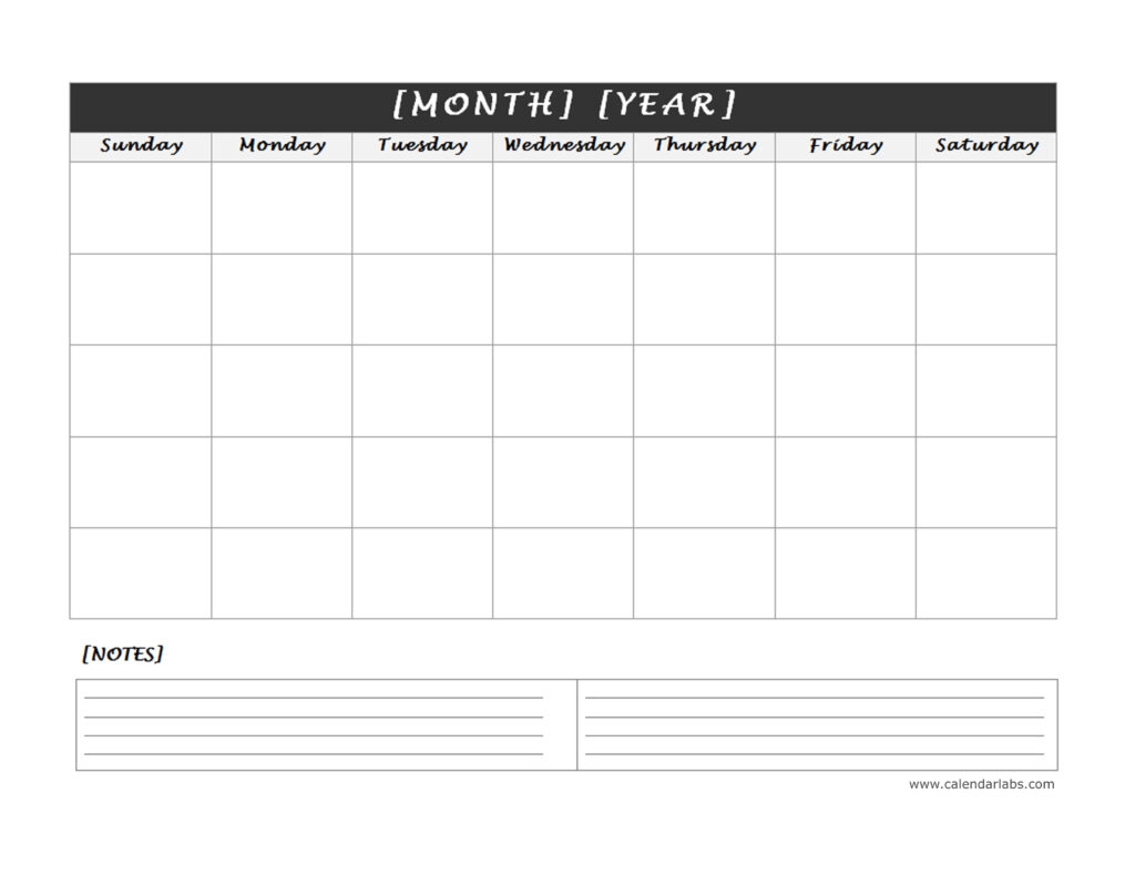 Blank Printable Calenders With Note Space Free Printable Blank Printable Calenders With Note Space Free Printable