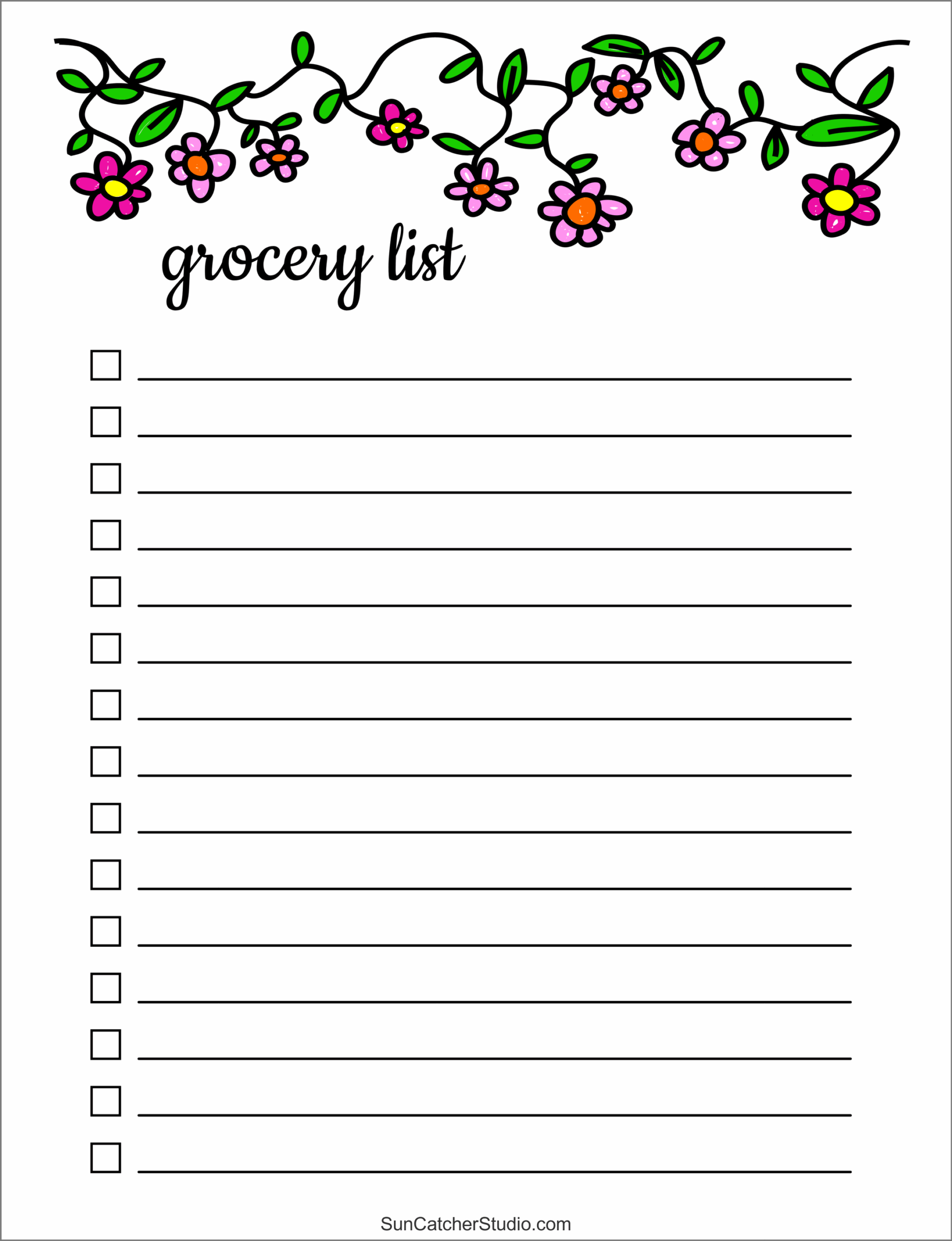 Blank Printable Grocery List Template