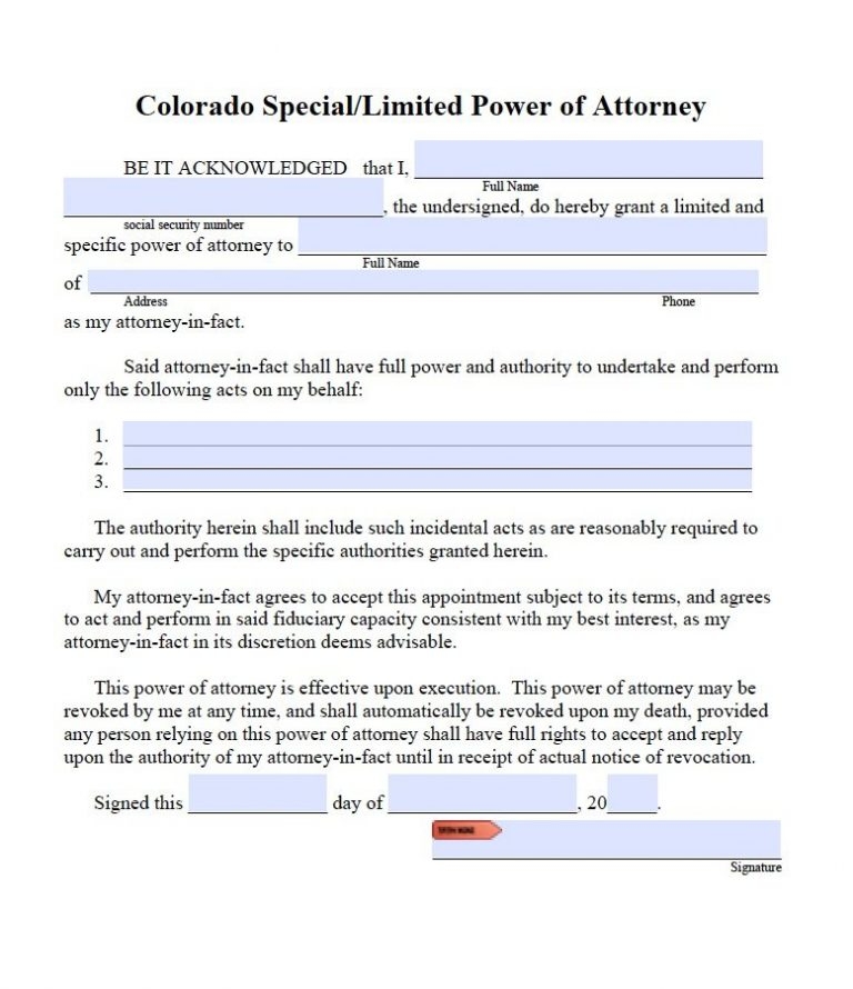 Blank Printable Power Of Attorney Form Colorado Printable Forms Free Blank Printable Power Of Attorney Form Colorado Printable Forms Free