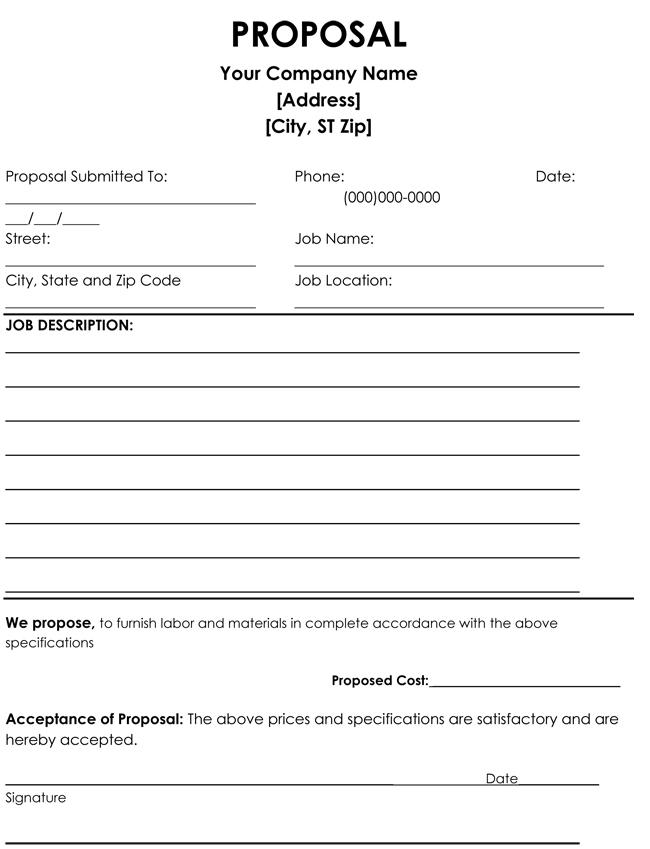 Blank Proposal Forms Printable Blank Proposal Forms Printable