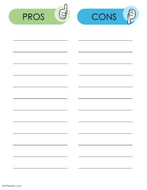Blank Pros And Cons Chart