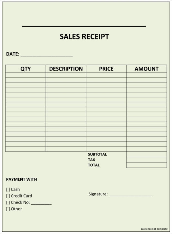 Blank Sales Receipt Template Blank Sales Receipt Template