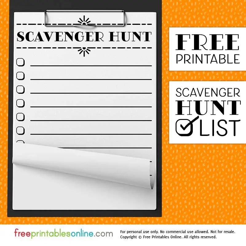 Blank Scavenger Hunt Template Free Printable Online