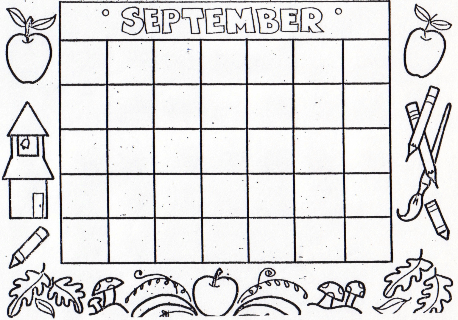 Blank September Calendar Printable