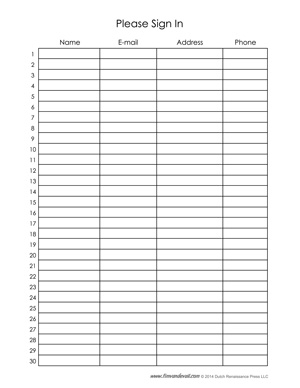 Blank Sign In Sheet Templates Blank Sign In Sheet Templates