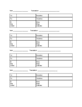 Blank Spanish Verb Conjugation Sheet By Purple Pride TpT Blank Spanish Verb Conjugation Sheet By Purple Pride TpT