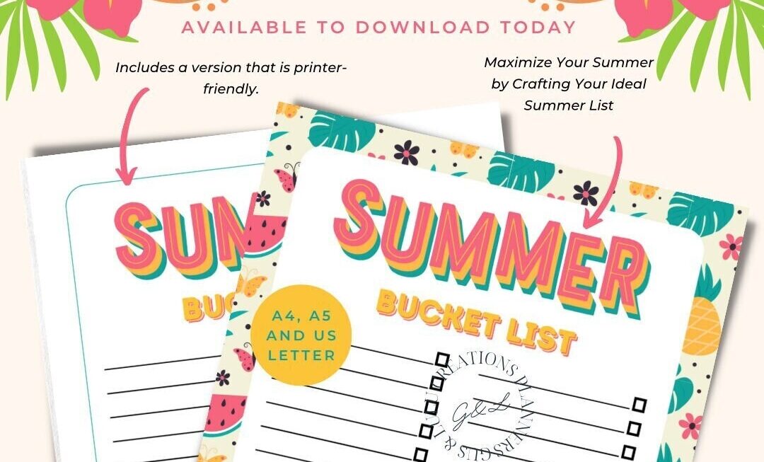 Blank Summer Bucket List Printable Bucket List PDF Family Bucket List