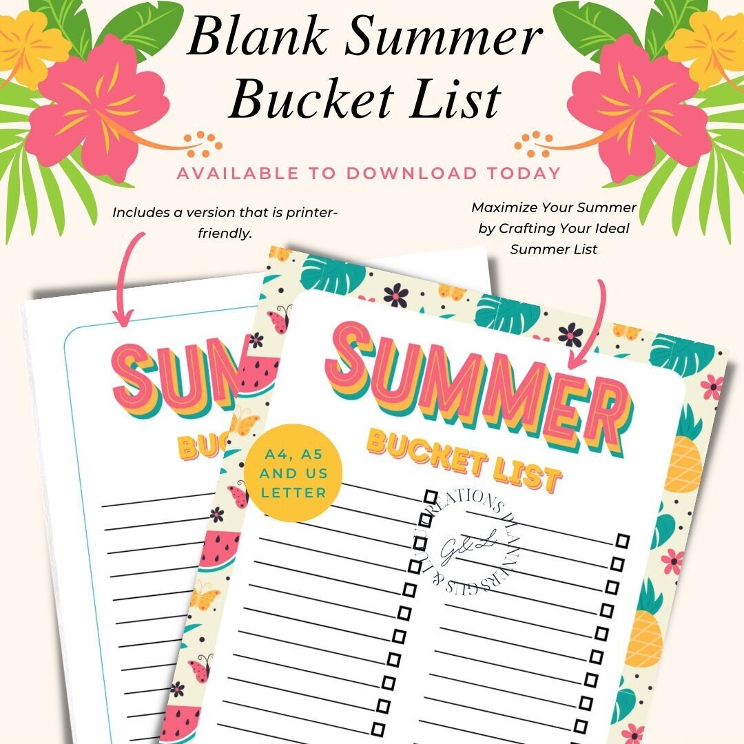 Blank Summer Bucket List Printable Bucket List PDF Family Bucket List Blank Summer Bucket List Printable Bucket List PDF Family Bucket List