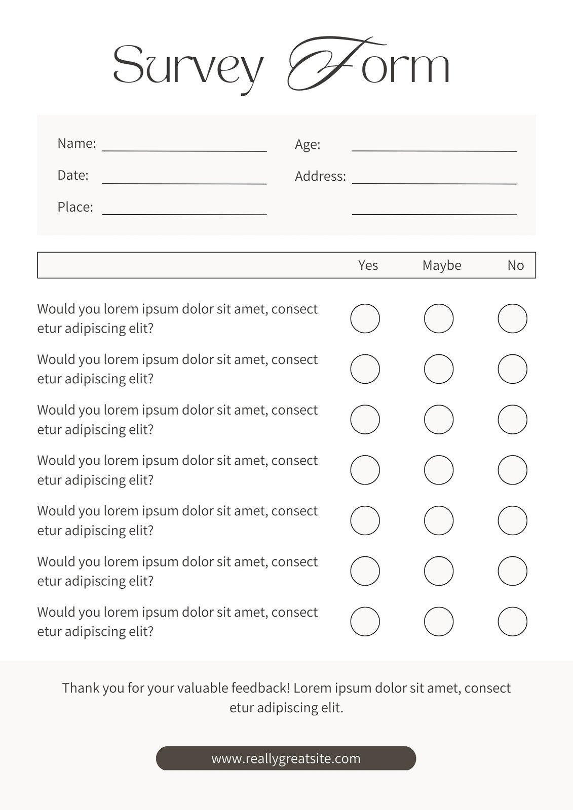 Blank Survey Template Free Printable Online Blank Survey Template Free Printable Online