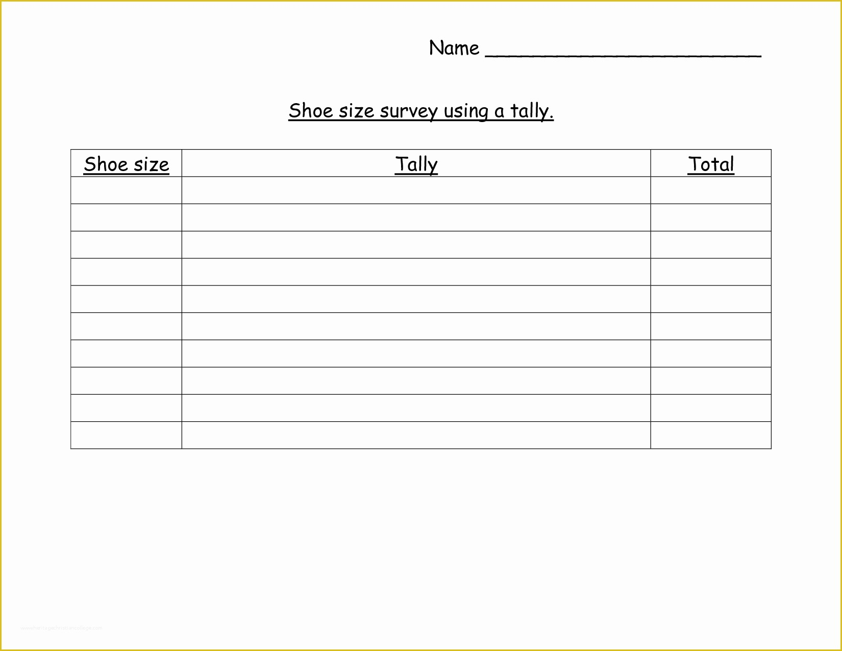 Blank Tally Chart Printable For Primary Grades