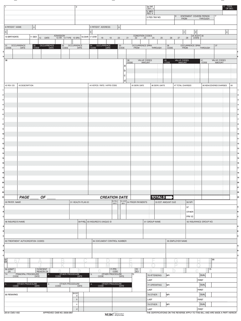 Blank Ub 04 Claim Form Printable Printable Forms Free Online Blank Ub 04 Claim Form Printable Printable Forms Free Online