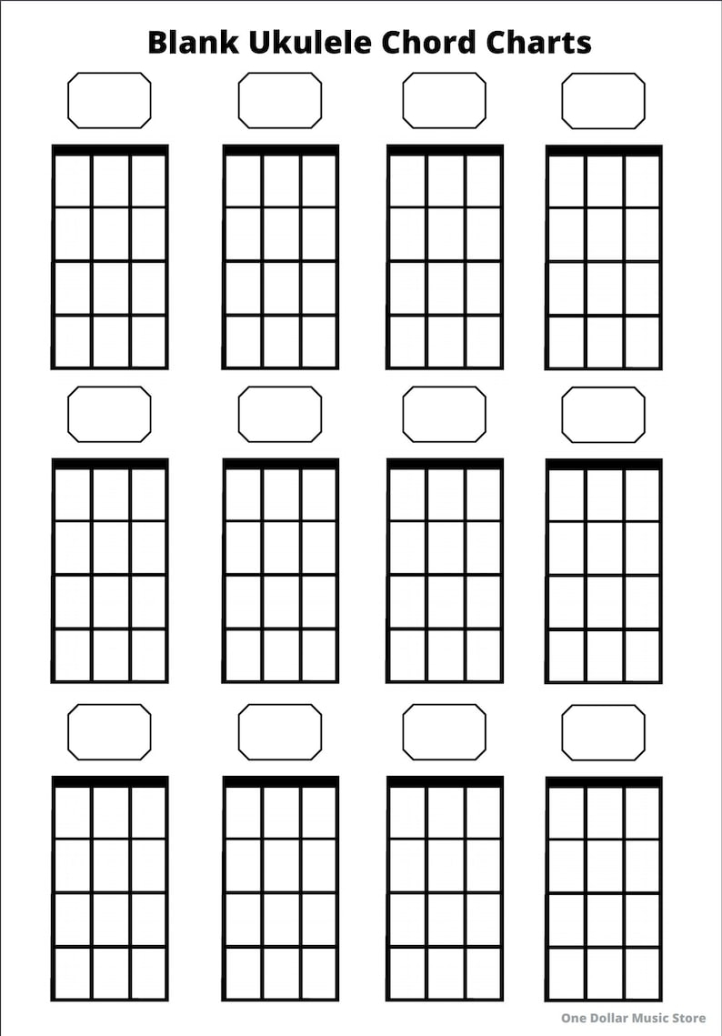 Blank Ukulele Chord Charts For Ukulele Beginners instant Download 
