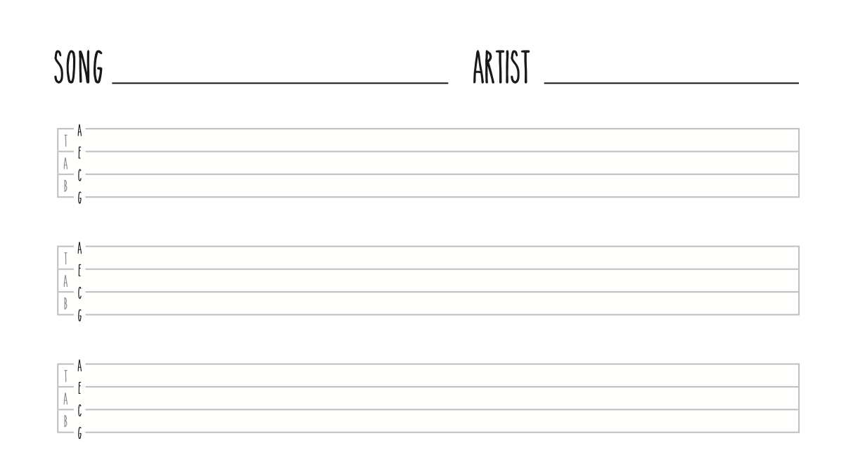 Printable Uke Chord Blank Music Sheet
