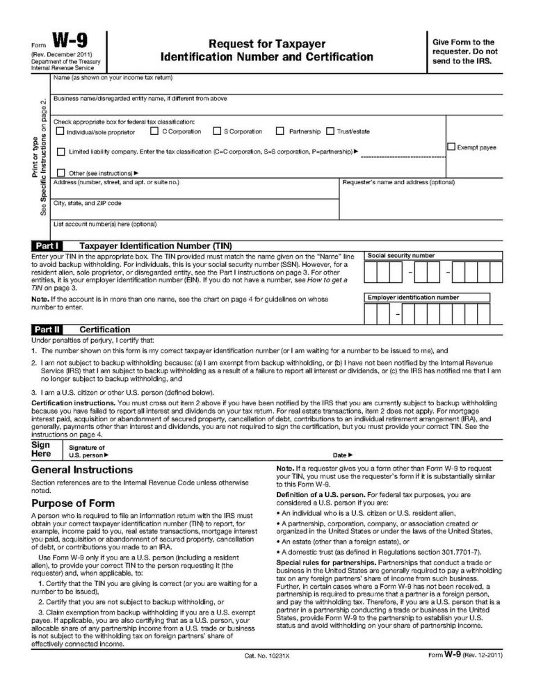 Blank W9 Form 2025 Pdf Free Download Nicklas M Kristiansen