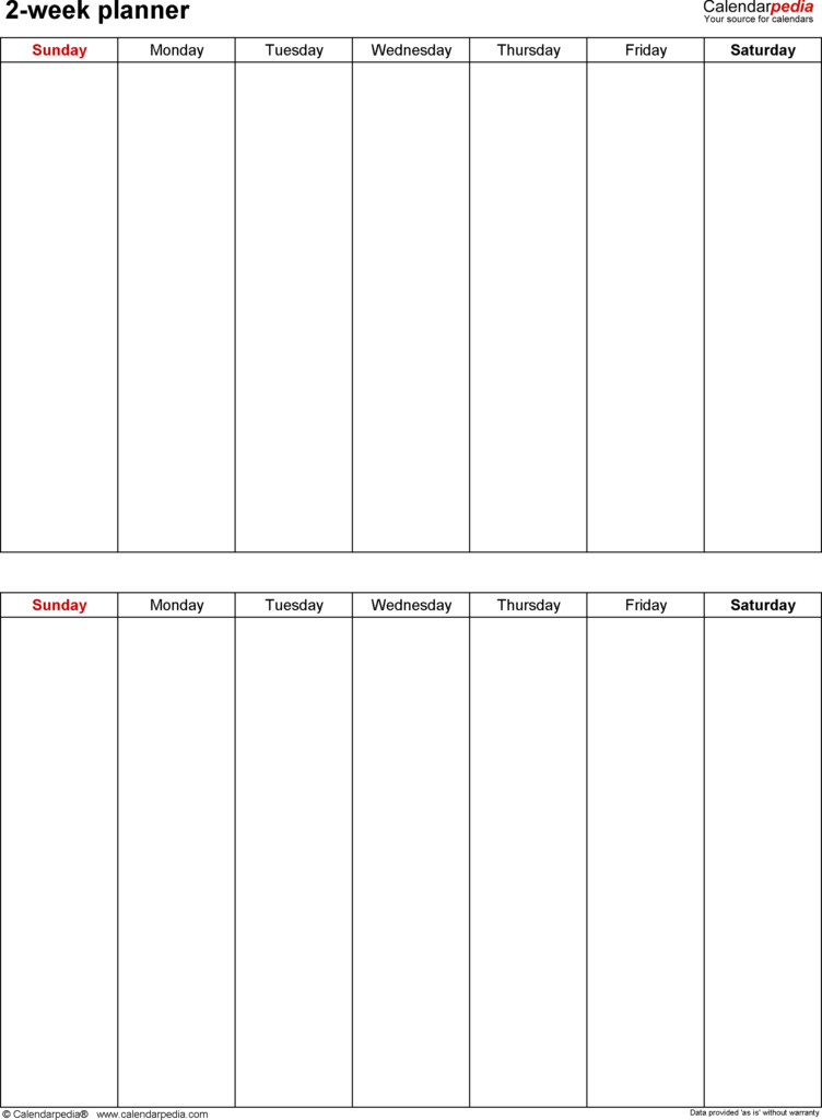 Blank Week Calendar Free Printable Vertical 2025 Calendar Printable