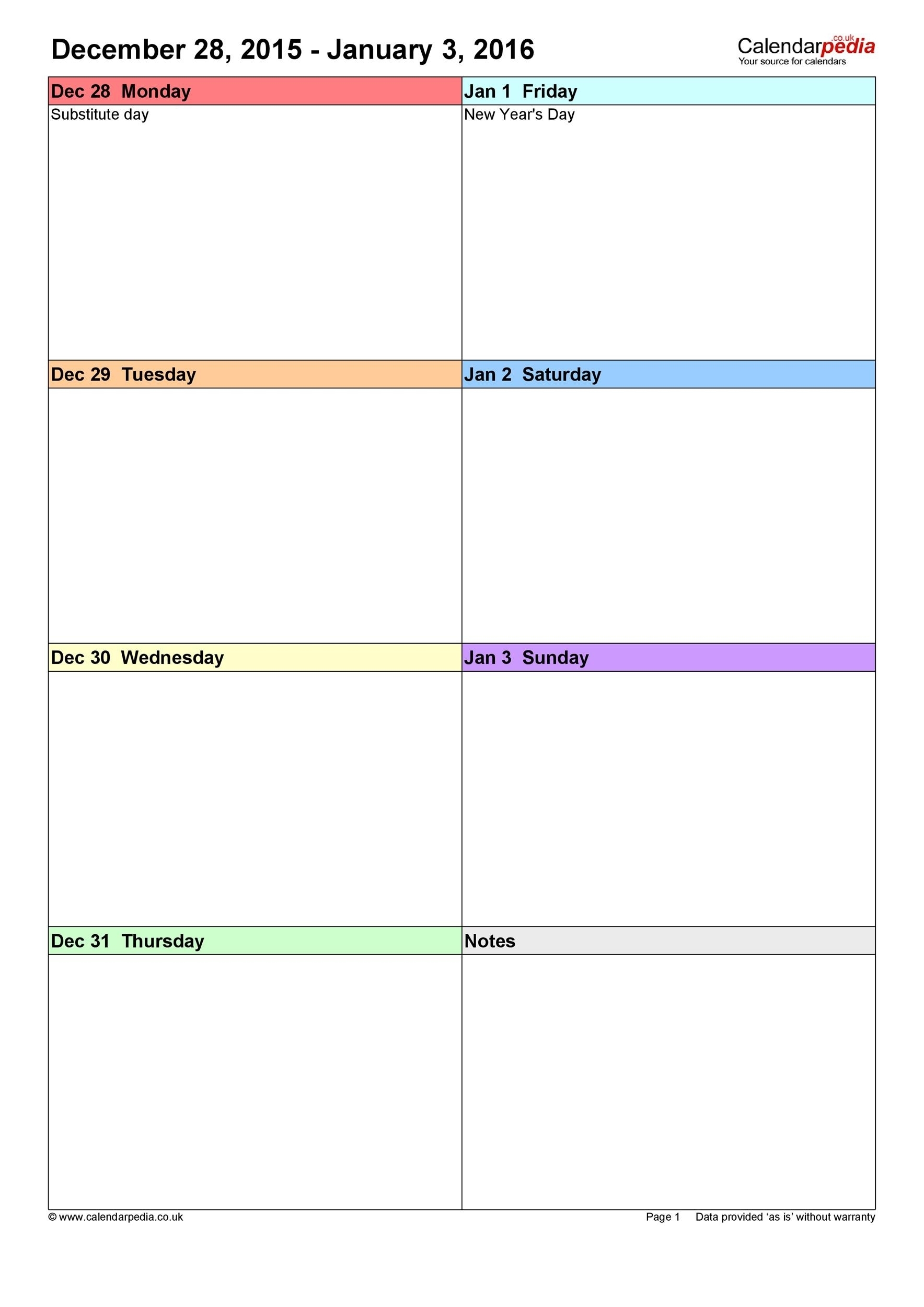Free Printable Blank Weekly Long Calendars Free Printable Blank Weekly Long Calendars