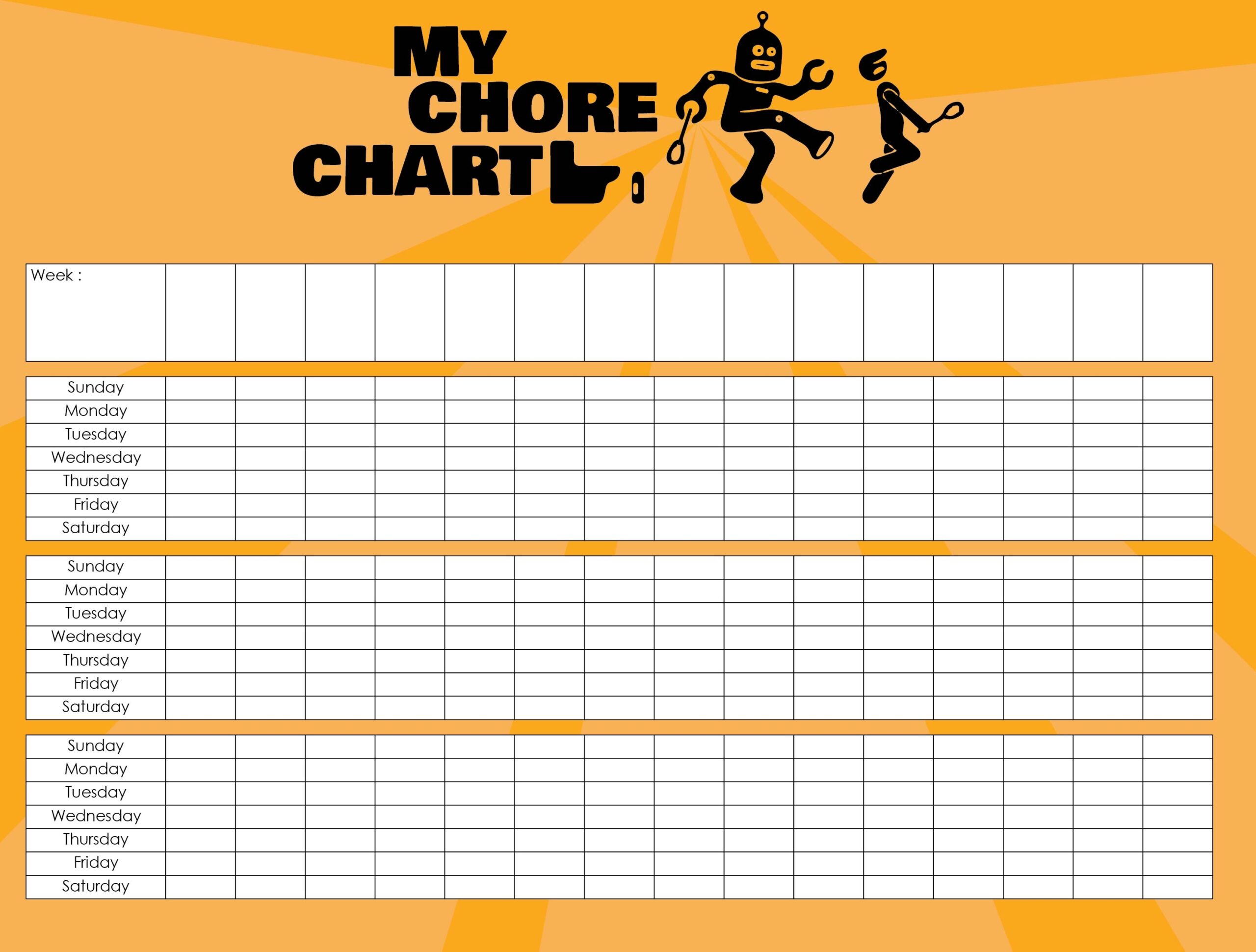 Blank Weekly Chore Chart Templates 10 Free PDF Printables Printablee Blank Weekly Chore Chart Templates 10 Free PDF Printables Printablee
