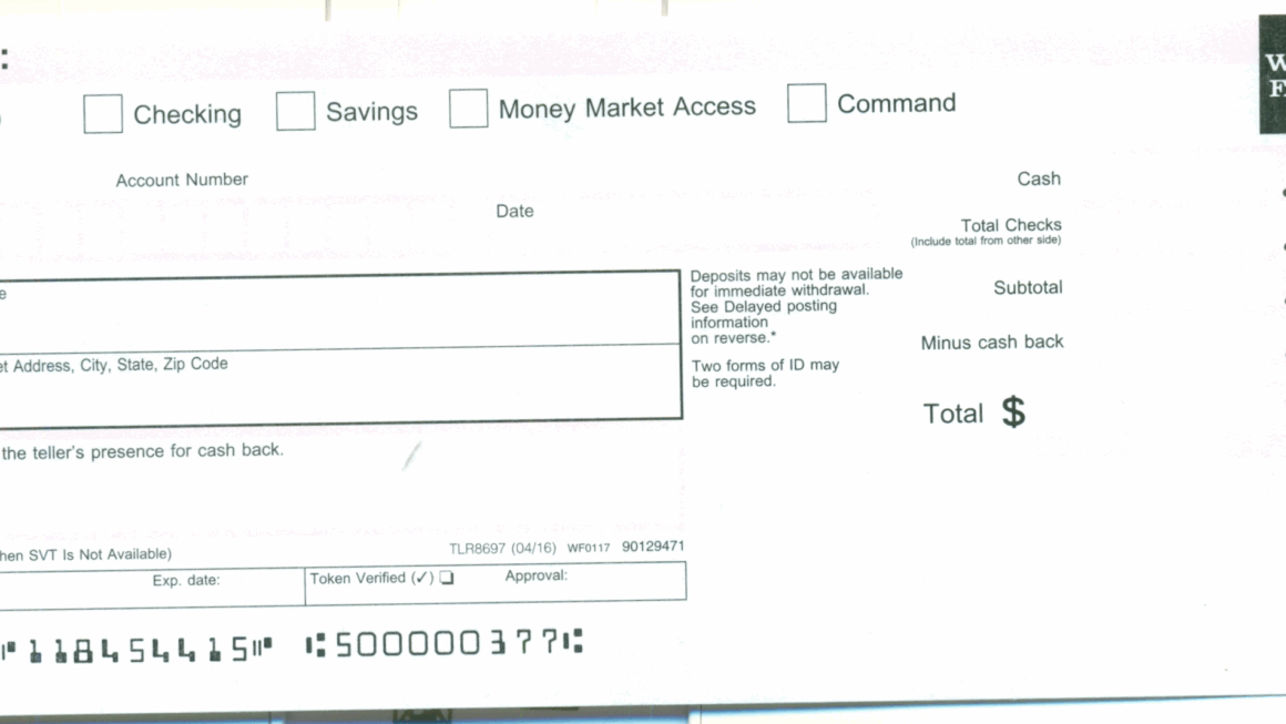 Blank Wells Fargo Deposit Slips Pdf Printable Form Templates And Letter